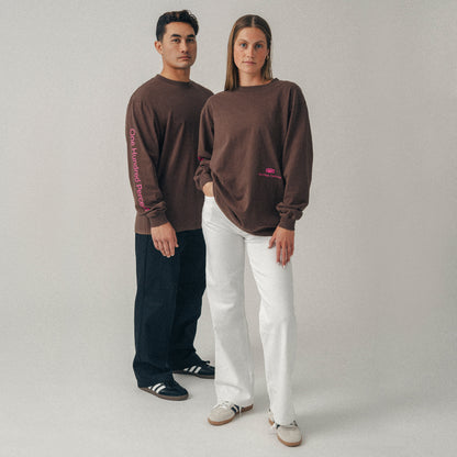 TERRA Long Sleeve Oversized Tee Chocolate