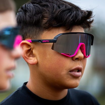 SLENDALE Matte Black/Pink HiPER Blue Mirror Lens
